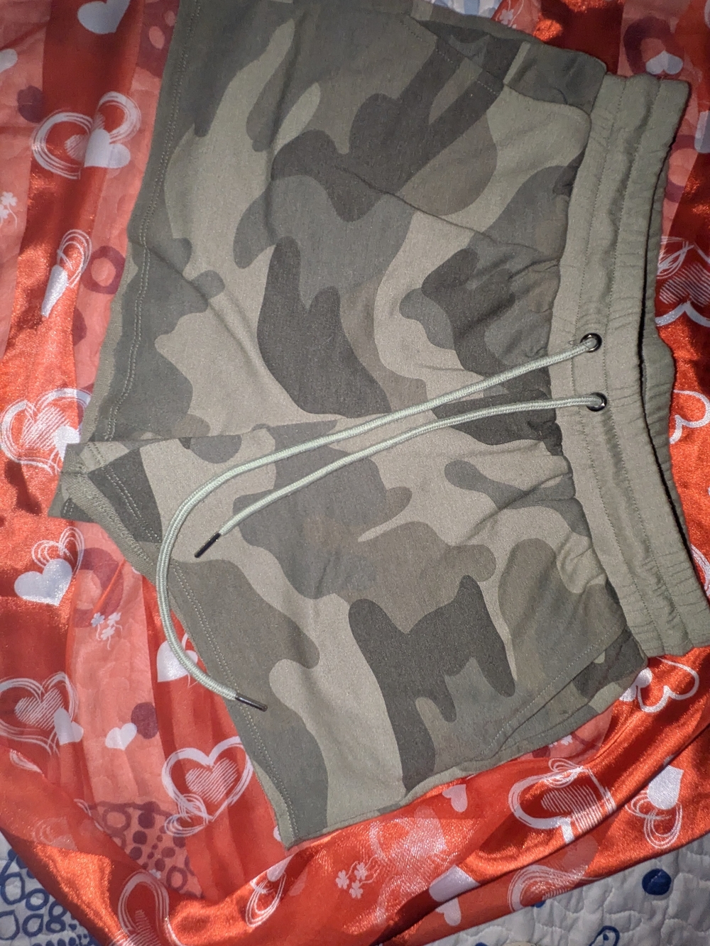 mittoshop Olive Green Camo Drawstring Shorts